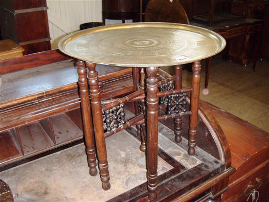 Arts and Crafts oval mirror and tray top table(-)